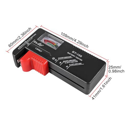 UMLIFE 2Pack of BT-168 Battery Tester, Universal Battery Tester, Small Battery Tester for Household Battery, Suitable for AAA AA C D 9V 1.5V Button Battery - color: 2PCS