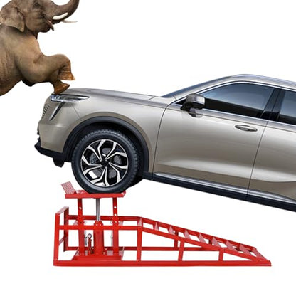 2-Piece Low Profile Hydraulic Car Ramps, Heavy Duty Lift Car and Truck Service Ramps for Oil Changes, 5 Ton Capacity Adjustable Ramp for Routine Vehicle Maintenance