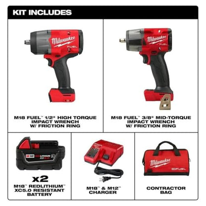 Milwaukee Electric - M18 Fuel 1/2 HTIW 3/8 MTIW Automotive Combo K