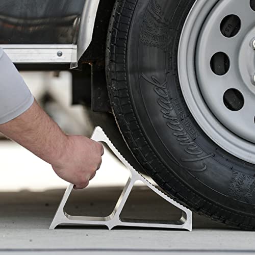 Buyers Products WC7118A Aluminum Wheel Chock with Ribbed Slope, 6 x 8.75 x 5.86 Inch, Added Security for Chocking Semi Trailers and Trucks, Ideal for Snow and Ice Conditions
