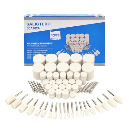 Polishing Buffing Wheel for Rotary Tool, 110PCS Wool Felt Wheel Accessories,Polishing Kit with 1/8" Shank for Jewelry Metal Buffing Wheels Polishing