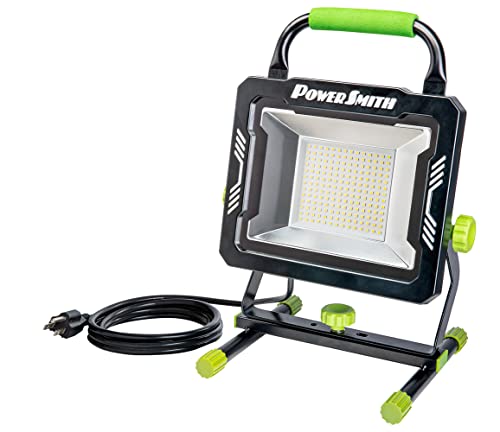 POWERSMITH PWLS150H 15000 Portable LED Work Light with Two Brightness Modes, Metal Housing and Stand, 10 ft. Power Cord, Impact Resistant Lens, and 5 Year Warranty - size: 15,000 Lumen