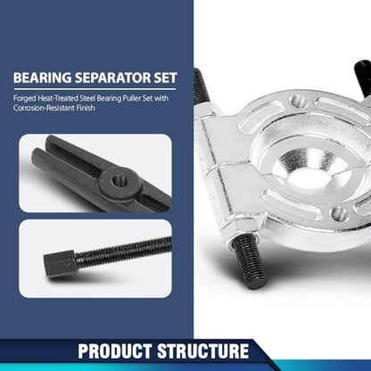 PIT66 Bearing Separator & Gear Puller Set w/Storage Case | 5-Ton Capacity Fly Wheel Separator Tool Kit Fit Bearings Gears Pulleys Steering Wheels ATV Light Truck Removal
