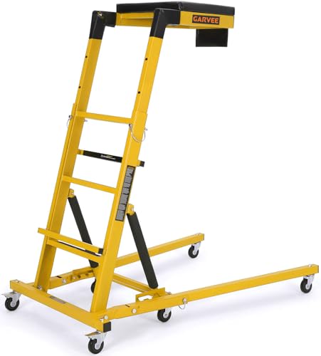 Garvee Top Side Automotive Engine Creeper, Adjustable Height from 48" - 66", 400LBS Capacity Foldable Creeper,6 Swivel Caster Wheels,Thicker Cushion,Tool Pouch, Yellow - color: Yellow
