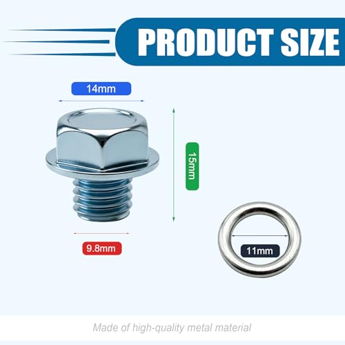 Transmission Drain Plug, with Gasket Oil Drain Plug, 2PCS, (Steel) | Compatiblr with Toyota 4Runner Corolla Land Cruiser RAV4 Tacoma Tundra Sequoia Lexus GS GX IS LC, OE 90341-10011 35178-30010