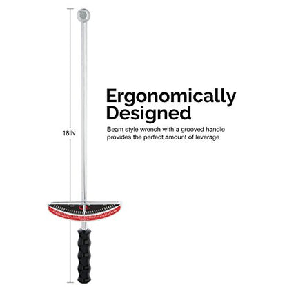 Tooluxe 03703L Dual Drive Beam Style Torque Wrench,3/8” & ½” Drives | 17” Length, 0-150 Ft-Lbs | SAE, Premium Steel Alloy (Pack of 12) - size: (Pack of 12)