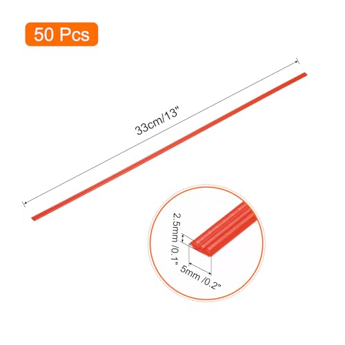 MECCANIXITY 50pcs 13 Inch Plastic Welding Rods PP Welding Strips Welder Rods for Car Bumper, Kayak Repair, Plastic Welder, Red