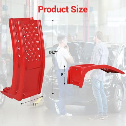 Garvee 8 in Lift Solid Steel Car Ramp 8000 LBS Capacity, 2000 LBS Per Ramps, Heavy Duty Truck Ramps for Car Repair or Vehicle Maintenance, 2 Pack Car Ramps, Red