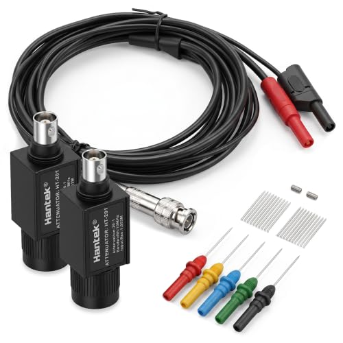 Hantek Automotive Oscilloscope Diagnostic Test Kit, HT30A Test Lead 3m Male BNC to Dual 4mm, HT201 20:1 Attenuator and HT307 Replaceable Acupuncture Probe Set