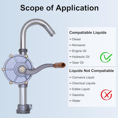 LYCARESUN 15 to 55 Gallon Drum Pump, Upgraded All-Aluminum Oil Transfer Barrel Pump, Hand Fuel Pumps for Diesel, Kerosene, Hydraulic Fluid - style: All-Aluminium