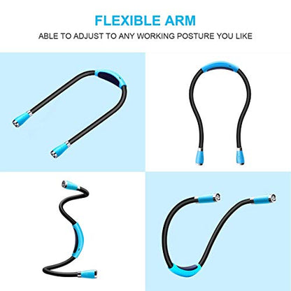 Book Light, Neck Reading Light, USB Rechargeable, Hands Free, 4 Super Bright LED Bulbs, 3 Adjustable Brightness, Best for Reading in Bed, Knitting, Walking, Jogging, Mending in Night (Blue) - color: Blue