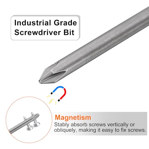 HARFINGTON 5pcs #1 Phillips Screwdriver Bit PH1 1/4" Hex Shank 3" (75mm) Long Magnetic S2 Steel Industrial Grade Screw Driver Bit Cross Head Electric Drill Bits 0.177" (4.5mm) Rod - size: PH1 x 75mm x 4.5mm