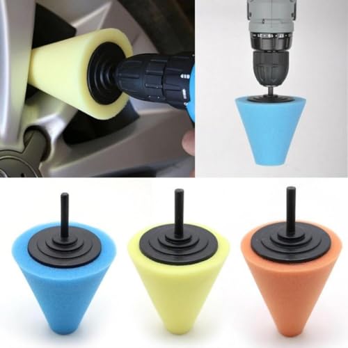 Burnishing Foam Sponge 5pcs Polishing Cone Ball Buffing Pad Car Wheel Hub Cleaner Set Car Detailing Wheel Brush Kit