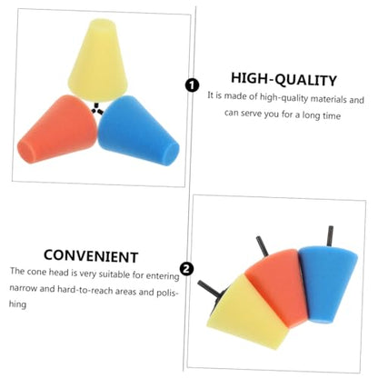 3pcs Auto Wheel Polishing Cone Buffing Pads Set, Yellow Sponge Polishing Kit for Car Wheels and Drill Attachment