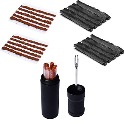 Bike Tubeless Tire Tyre Repair Kit Plugger Plugs Tool Repair Tires Fix Flat Puncture MTB and Road Mountain Bicycle +25 Strips (10 x1.5 mm + 5 x 2.5 mm + 10 x 3.5 mm)