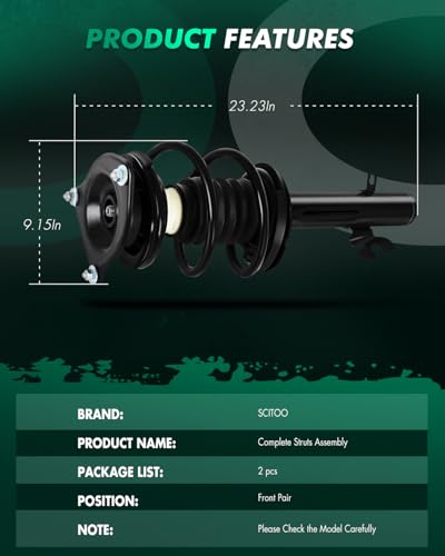 SCITOO Front Complete Struts Spring Assembly Shocks Struts Fits 2002-2006 for for Mini Cooper 172266 172265 - Set of 2