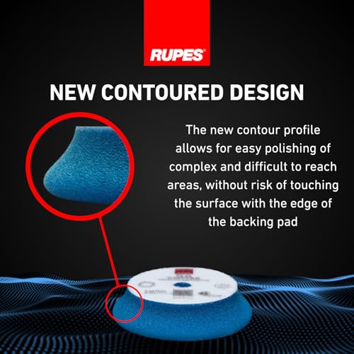 RUPES 9.DA100H Pack of 12 Blue D-A Coarse Cutting Foam Pads 100mm | Compatible with 4" Backing Plate | Ideal for Paint Correction | Mild to Severe Defect Removal - size: Coarse 100mm, style: Pack of 12