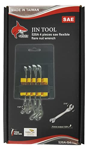 Flexible Flare Nut Wrench,Open Box Wrench,Line Wrench, 210° Activity angle,For Narrow space, Car Chasis Wrench, SAE,4 PCS 5/16"-3/8"-7/16"-1/2",With wrench rack & Color Box,Gift for Man,… - color: Sae Flexible Head Flare Nut Wrench 5/16"-3/8"-7/16"-1/2"