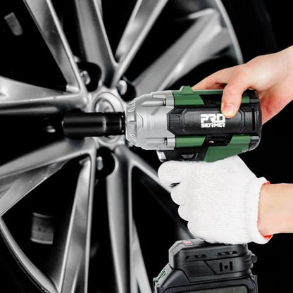 Prostormer 800N.m(590Ft-lbs) Cordless Impact Wrench, 1/2" Brushless High Torque Impact Gun Kit for Car Home, 2x4.5Ah Rechargable Batteries, Charger & 8 Sockets