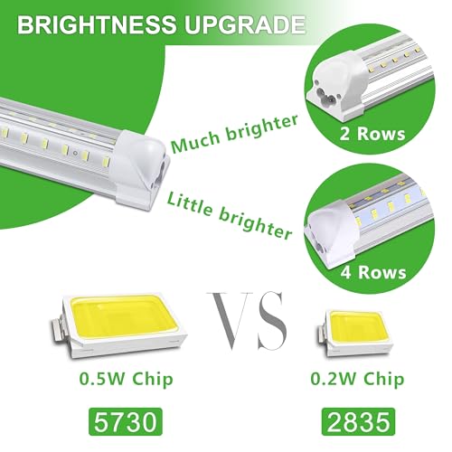 Skymoatled 4Pack 4FT LED Shop Light Garage Lights,50W 6000K 7500LM White Light,Hanging/Surface Mount,Plug and Play,Linkable T8 LED Shop Lights,Commercial Bay Lighting for Warehouse Workshop Basement - size: 4FT-4Pack-6000K