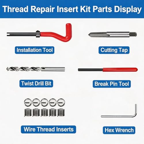 M10 X 1.0 Thread Repair Kit, Metric Helicoil Kit with HSS Drill Bit, 10PC Wire Thread Inserts - size: M10 x 1.0mm