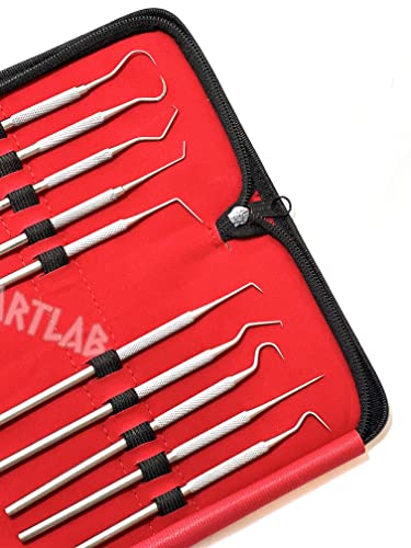 Premium Set of 12 Stainless Steel Precision Micro Probe Set Combo-Straight, Single, Short Double, Long Double, Triple and Hook Tips -Pick Tool Set 5.5"(14CM) (Set of 10 Each)