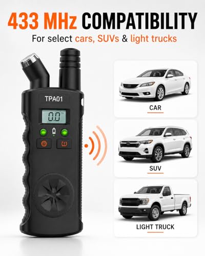 Digital Tpms Reset Gauge Tool, Tpa01 Tire Pressure Sensor Relearn Device, 150 Psi, 433 Mhz, Auto Valve Activation for Compatible Vehicles Quick & Easy Reset in Minutes - color: Black-1pc