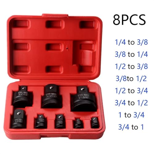 1/4"" 3/8"" 1/2"" 3/4"" 1"" Air Impact Socket Adapter Metric Pneumatic Adaptor Converter Joints Ratchet Impact Wrench (Size : 8pcs) - size: 8pcs