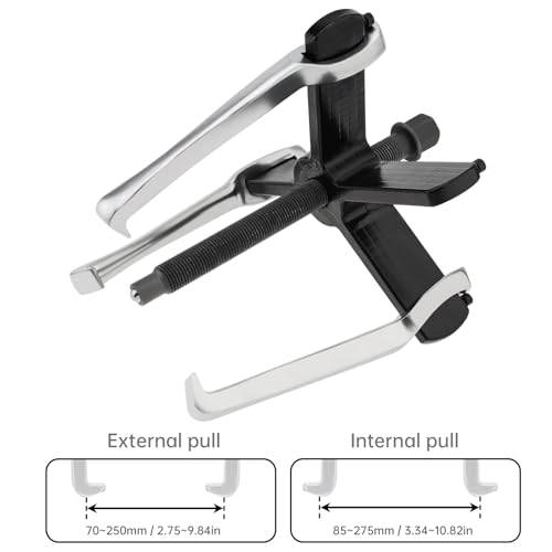 ChgImposs 2 Jaw 3 Jaw Gear Puller, Adjustable Bearing Puller, Reversible Removal Tool for Internal External Pulling, Puller Tool for Removal of Pulleys Flywheels Bearings Gears (10 Inch) - size: 10 Inch