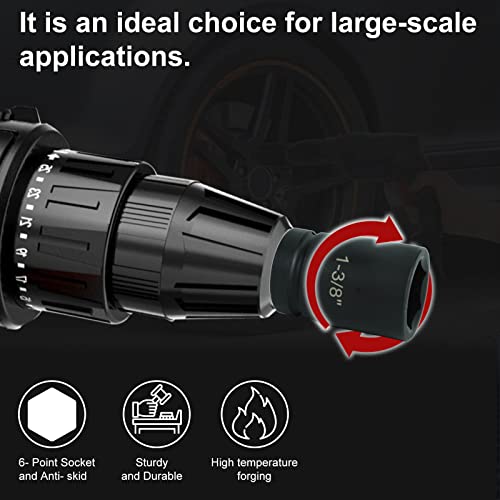 1 Inch Drive Deep Impact Socket Set, Cr-Mo 6-Point (1-Inch - 2-Inch) 9pc | Impact Socket Set with Heavy Duty Storage Case
