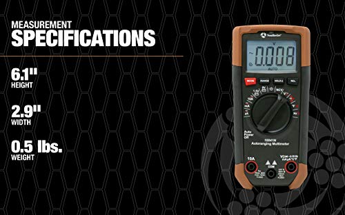 Southwire Auto Range Multimeter 10041N - Multi-Function Digital Multimeter with Backlit Display - Durable Double-Molded Housing - 12 Test Functions