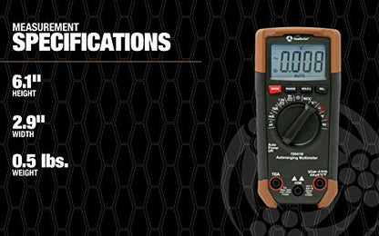 Southwire Auto Range Multimeter 10041N - Multi-Function Digital Multimeter with Backlit Display - Durable Double-Molded Housing - 12 Test Functions