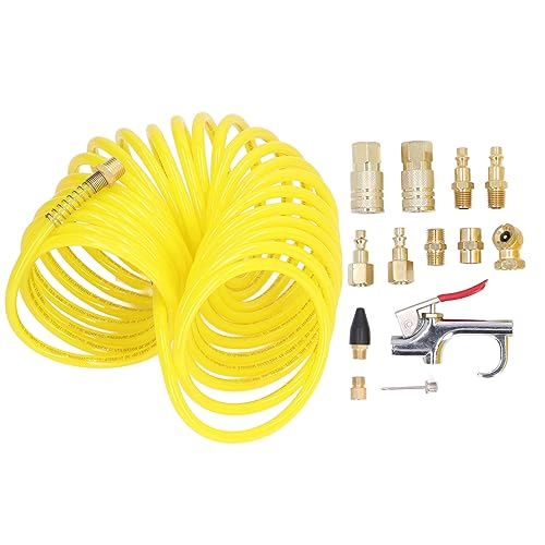 14PCS Air Compressor Kit with 1/4 Inch Quick Connector, Nylon Air Hose Kit for Automotive Repair and Cleaning, Includes Blow Gun and Fittings for Dual - Use Pneumatic