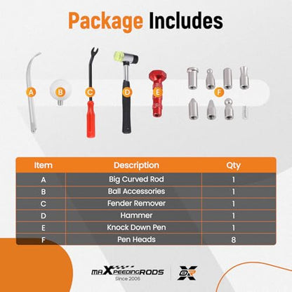 maXpeedingrods Car Dent Repair Kit, Paintless Car Dent Removal Tool, Car Dent Puller, Curved Rod Crowbar, Big Size Dent Rods, Car Front Fender Dings Remover - size: 13 PCS