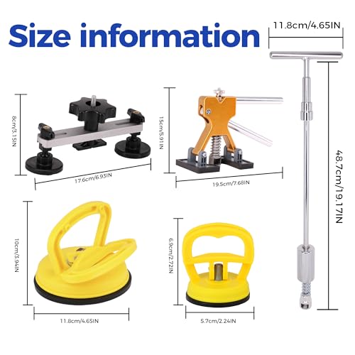 117 PCS Dent Removal Kit, Paintless Dent Repair Kit with Golden Lifter, Bridge Puller, Slide Hammer T-bar Dent Puller, Car Repair Tool for Auto Body Dents,Repairing Dings and Hail Damage