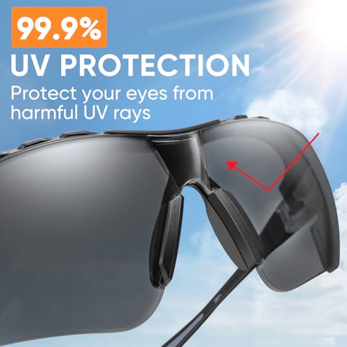 TICONN Anti-Fog Safety Glasses for Men and Women, ANSI Z87.1 Scratch Proof Eye Goggles with Adjustable Arms and UV Protection - style: 10 Pack/Gray