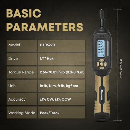Digital Torque Screwdriver 1/4 Drive, 2.66-70.81 in·lb (0.3-8N.m) Inch Pound Torque Screwdriver Digital with Buzzer & LED Indicator, 45 In 1 Gun Torque Screwdriver Set