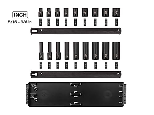 TEKTON 3/8 Inch Impact Socket Set, 18-Piece | SID91208 - size: 18-Piece (5/16-3/4-Inch), style: Shallow and Deep