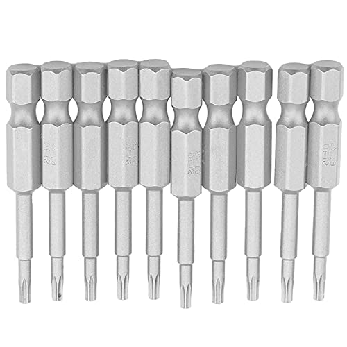 Utoolmart Torx Screwdriver Bits, T9 Magnetic Torx Head Screw Driver Bit, with 1/4 Inch Hex Shank, 50mm Length S2 Steel Screw Driver Kit Tools, for Repair Work, 10 Pcs - size: T9