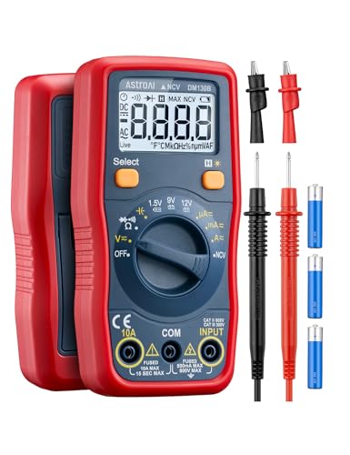 AstroAI DM130B 4000 Counts Digital Multimeter, Auto-Ranging DMM with Capacitance Measurement, Dedicated 1.5V/9V/12V Battery Tester, Measures AC/DC Voltage Current Amp Resistance, NCV, CAT III 600V