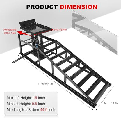 1 Pack 5T 10000lbs Hydraulic Car Ramps Low Profile Car Lift Service Ramps Truck Trailer Garage Lift Height Range 9.8" to 15" Hydraulic Vehicle Ramps Black - size: 1PC-Black