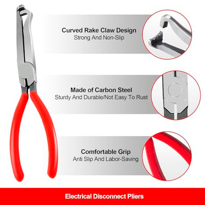 Electrical Disconnect Pliers Set – 11PCS Automotive Terminal Removal Tool Kit, Includes Straight & 60° Disconnect Pliers, Double-Ended Terminal Separator, Hose Clamp Plier & 8PCS Depinning Tools