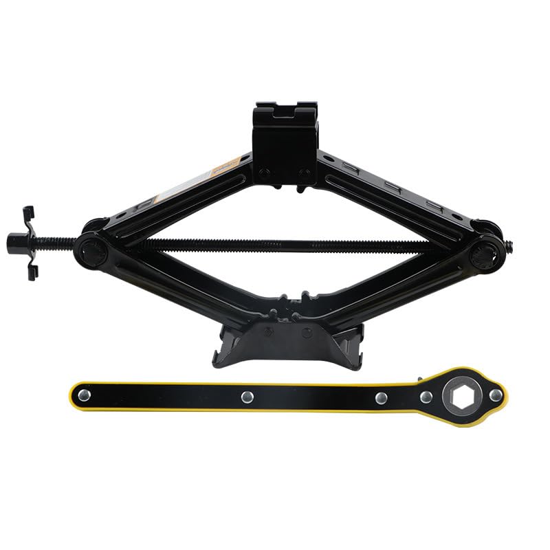 2 Ton Scissor Car Jack Kit for Emergency Flat Tire Change - Portable with Wrench & Gloves