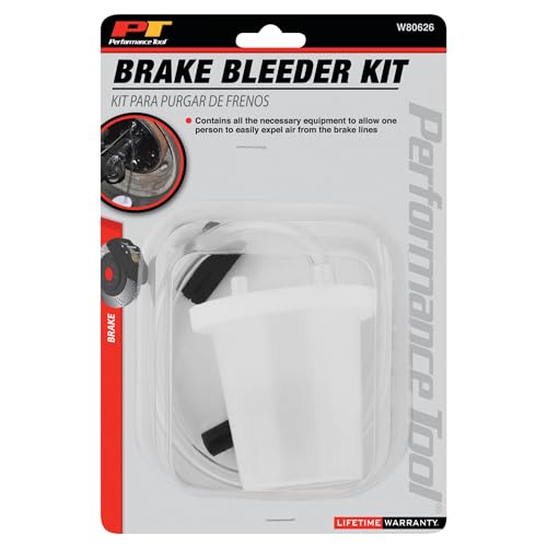 Performance Tool W80626 One Person Brake Bleeder Kit with 3 Adapters, Easily Remove Air from Brake Lines, 12in. Hose Length, 8oz. Cup Capacity - style: 5pc Brake Bleeder Kit