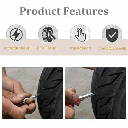 40pcs Tire Repair Rubber Nail Kit, Tire Repair Screws with Screwdriver, Tire Screw Plug Fast Tool Self Service Tire Repair Nail for car, Motorcycle, Tractor Tire Puncture Repair
