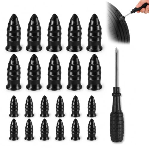 Screw In Tire Plugs Repair Kit 20pcs 2 Sizes Fast DIY For Car Truck Tires | Easy DIY Installation, 2 Sizes Included, Durable Rubber With Iron Core