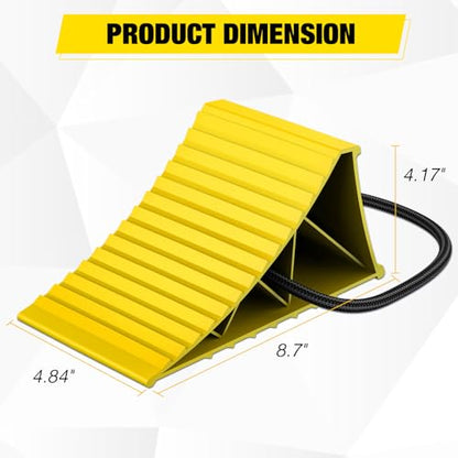 Nilight Wheel Chocks, Heavy Duty Wheel Stopper for Car, Truck, RV, Trailer, Caravan, Motorcycle, 8.7" x 4.8" x 4.2", 2-Pack(Yellow) - color: Yellow