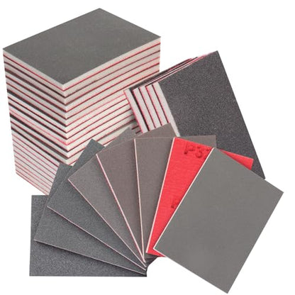 32Pcs Sanding Sponge 180-3000 Grit Soft Foam Hand Sander Block | 3x4 Inch Soft Foam Absorbs Vibration, Hook and Loop Backing, Reduces Hand Fatigue - size: 32pcs Mix Grit, style: Aluminum