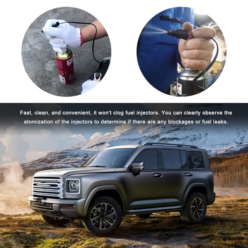 4 PCS Fuel Injector Cleaner Kit, 12V 2 Sizes Injector Nozzle Adapter Flush Cleaner with Test Lead, Heavy Duty Cleaning Tools Kit for Car Diesel Gas Fuel Injectors