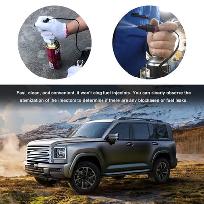 4 PCS Fuel Injector Cleaner Kit, 12V 2 Sizes Injector Nozzle Adapter Flush Cleaner with Test Lead, Heavy Duty Cleaning Tools Kit for Car Diesel Gas Fuel Injectors